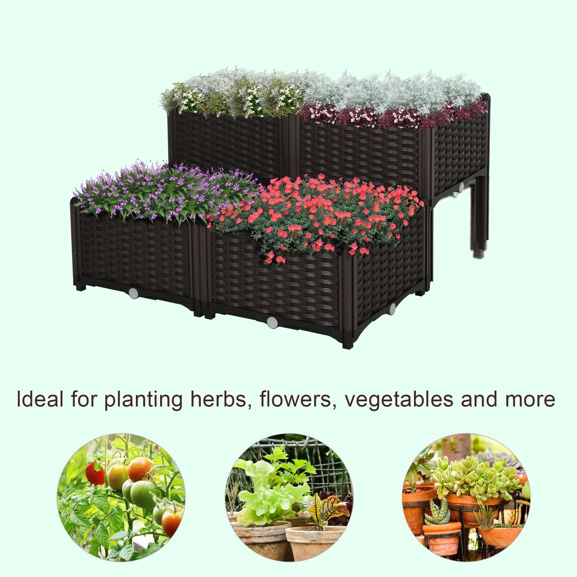 Outsunny 4 Piece Raised Garden Bed with Legs by HouseOfZazla