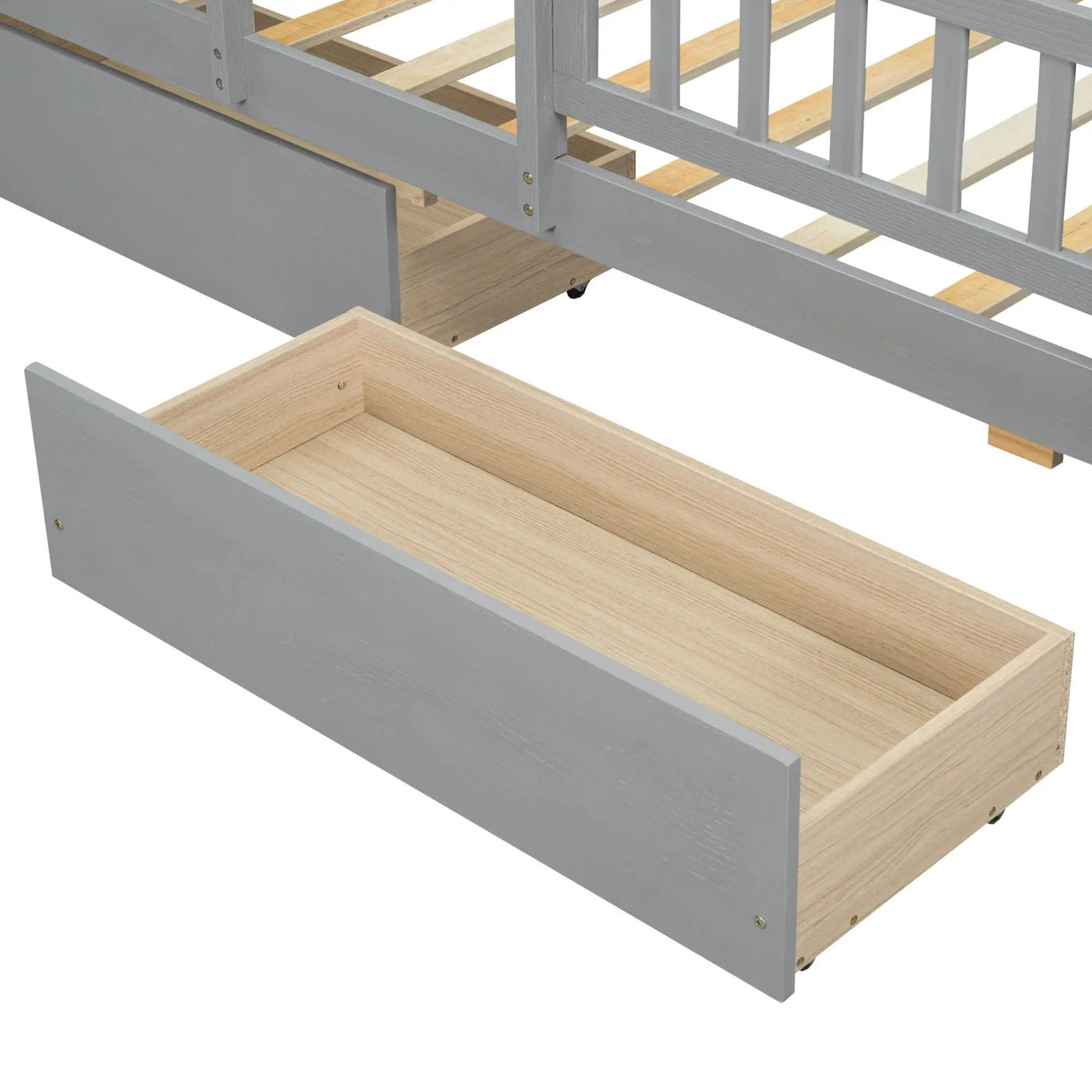Platform Bed With LED Light, Multi Functional Headboard, Guardrail And 2 Drawers by HouseOfZazla
