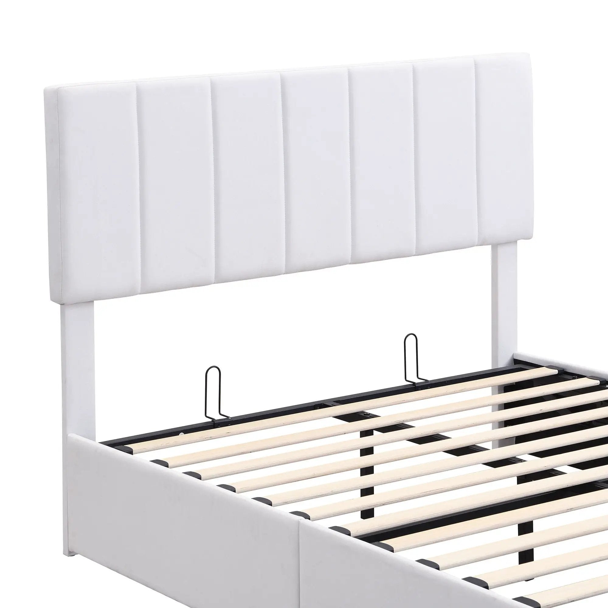 Elegant Upholstered Platform Bed With Hydraulic Storage System