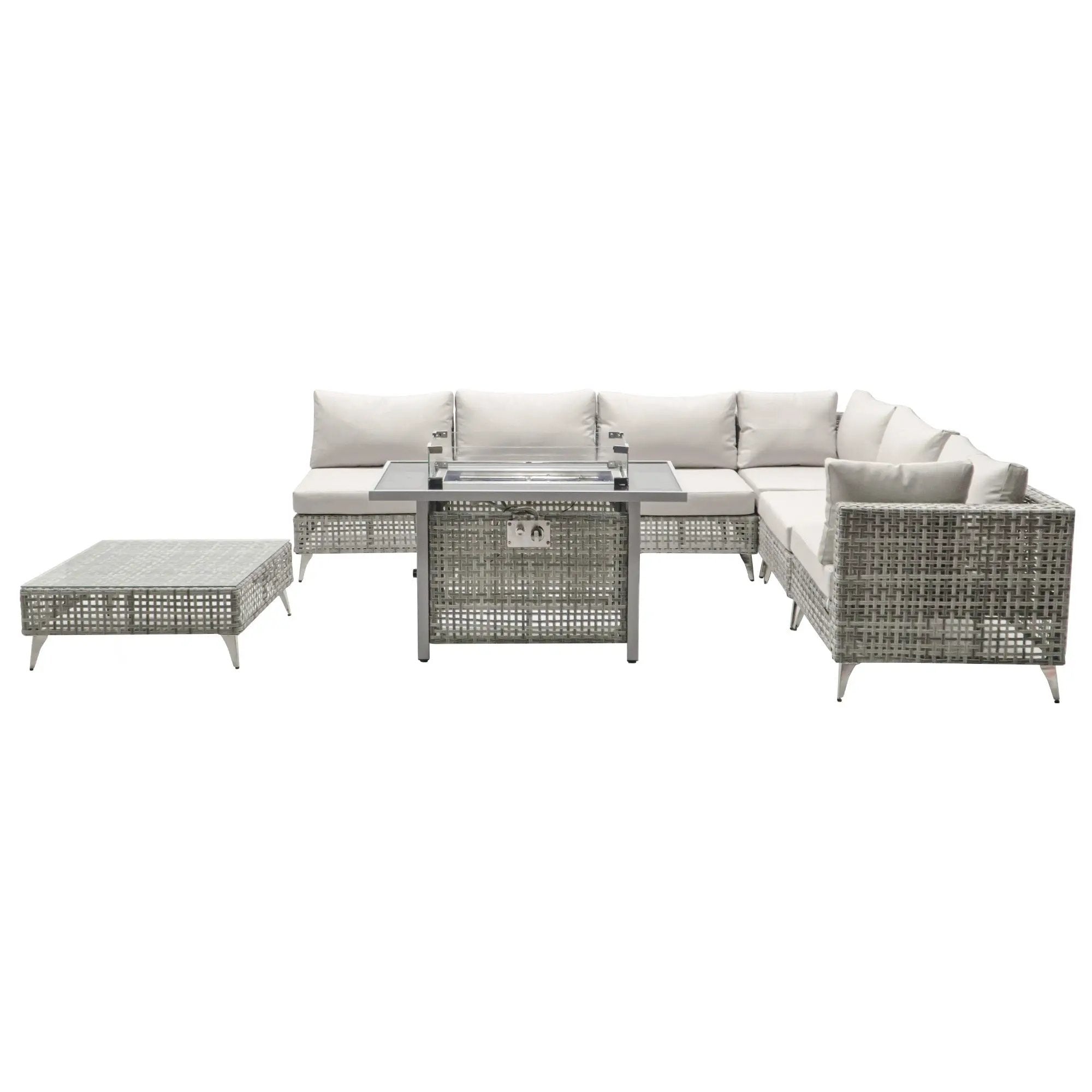 K&K Patio 8-Piece Patio Furniture Set with 43" Fire Pit Table by HouseOfZazla
