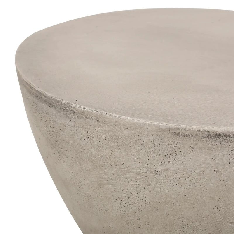 Outdoor Lightweight Concrete Side Table, Light Gray by HouseOfZazla