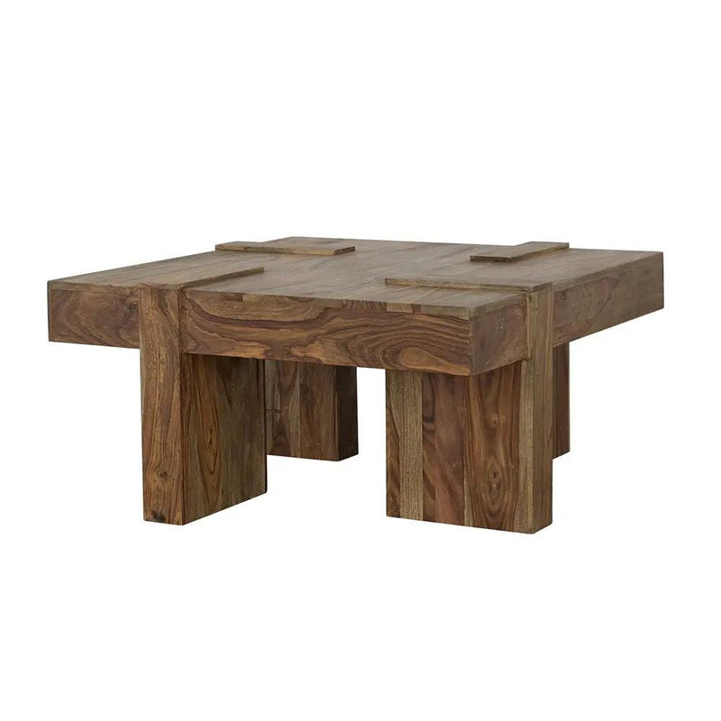 Samira Square Solid Wood Coffee Table Natural Sheesham by Unique Piece Furniture