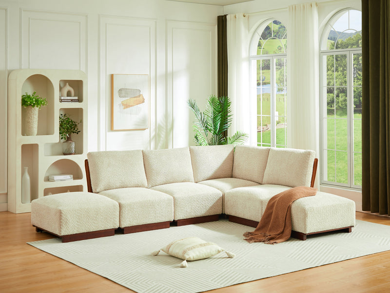 Velora 116 in. 6-Piece L Shaped Boucle Modular Sectional Sofa - Sesame, photo 7 of 10