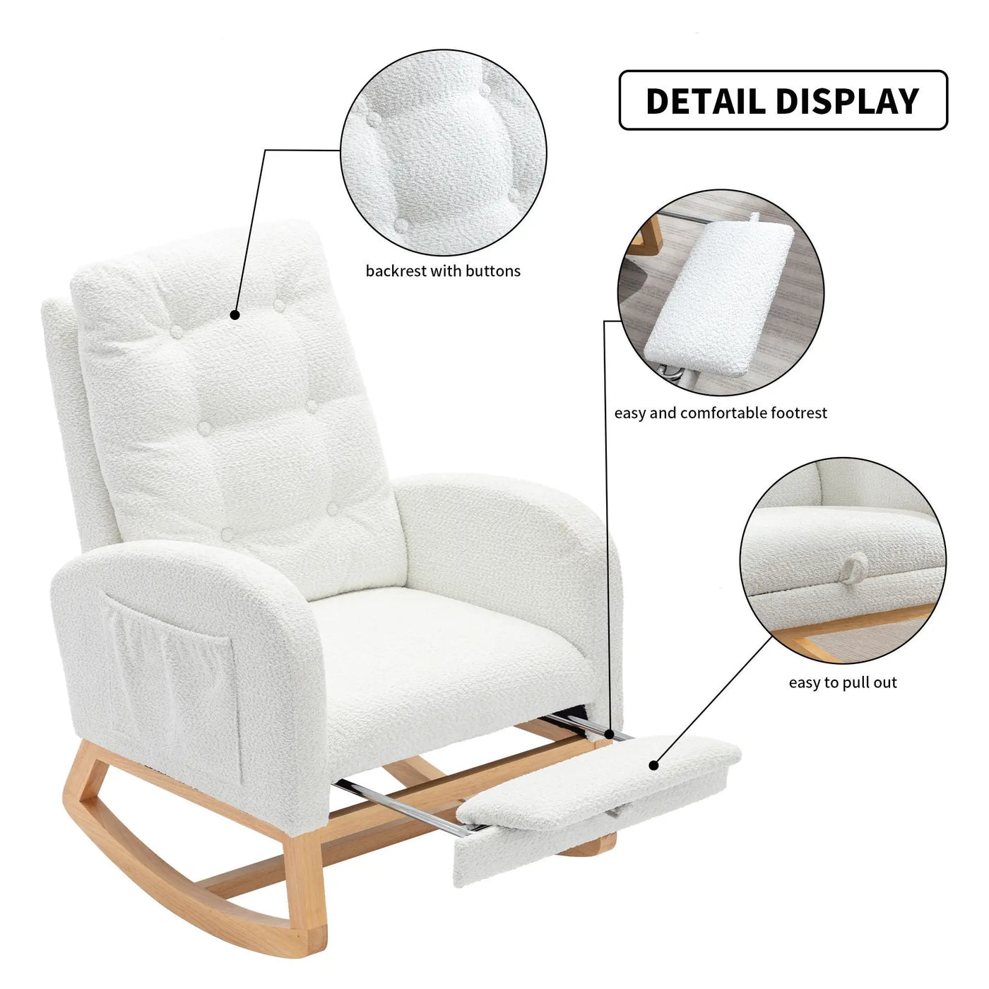 Accent Rocking Chair With Footrest, High Back by HouseOfZazla