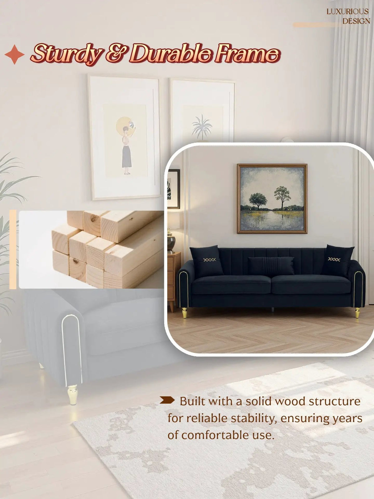 Modern 3-Seater Sofa Couch for Living Room by HouseOfZazla