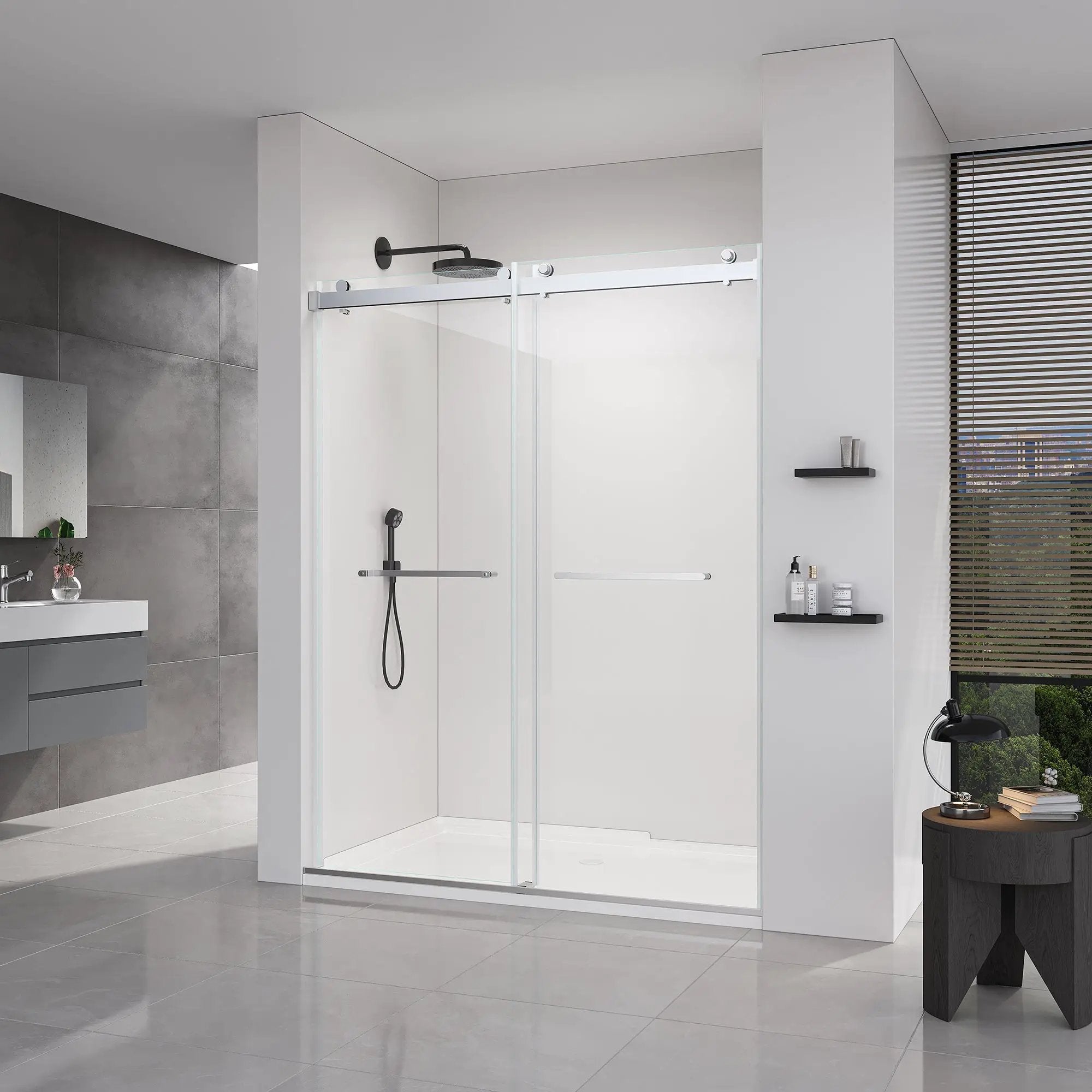 Double Sliding Frameless Soft-Close Shower Door by HouseOfZazla