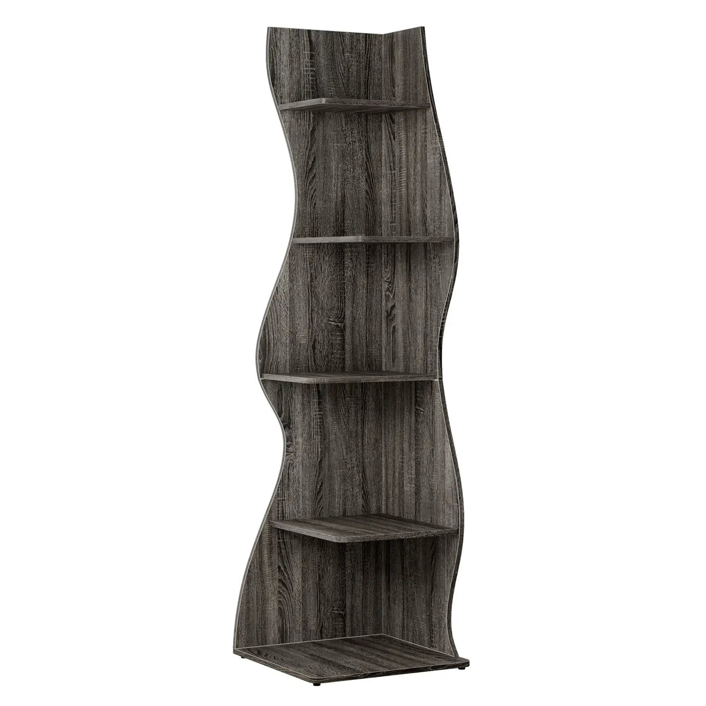 5 Tier Wavy Corner Bookshelf And Plant Stand For Living Room by HouseOfZazla