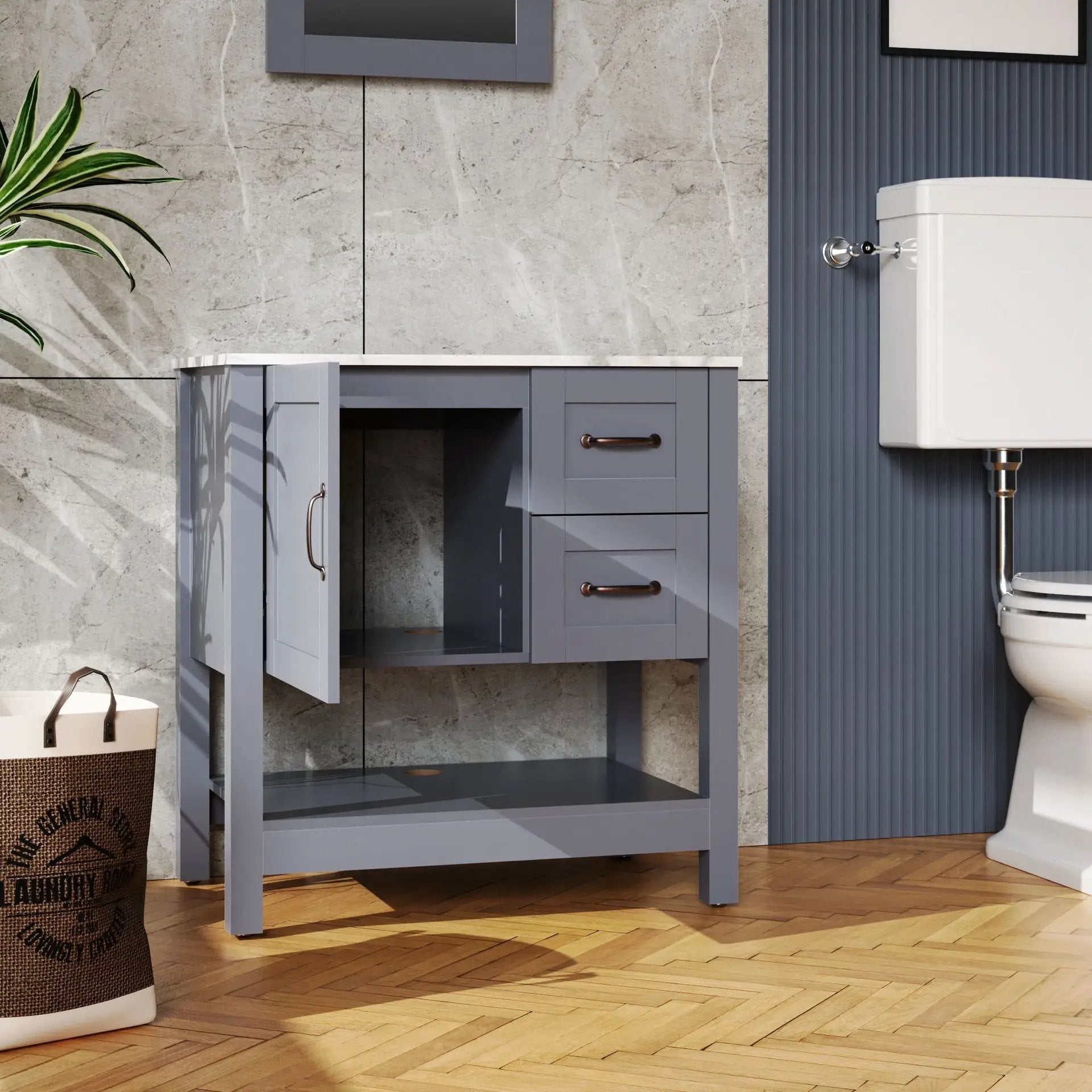 Bathroom Vanity With Mirror And Top Only - Gray by HouseOfZazla