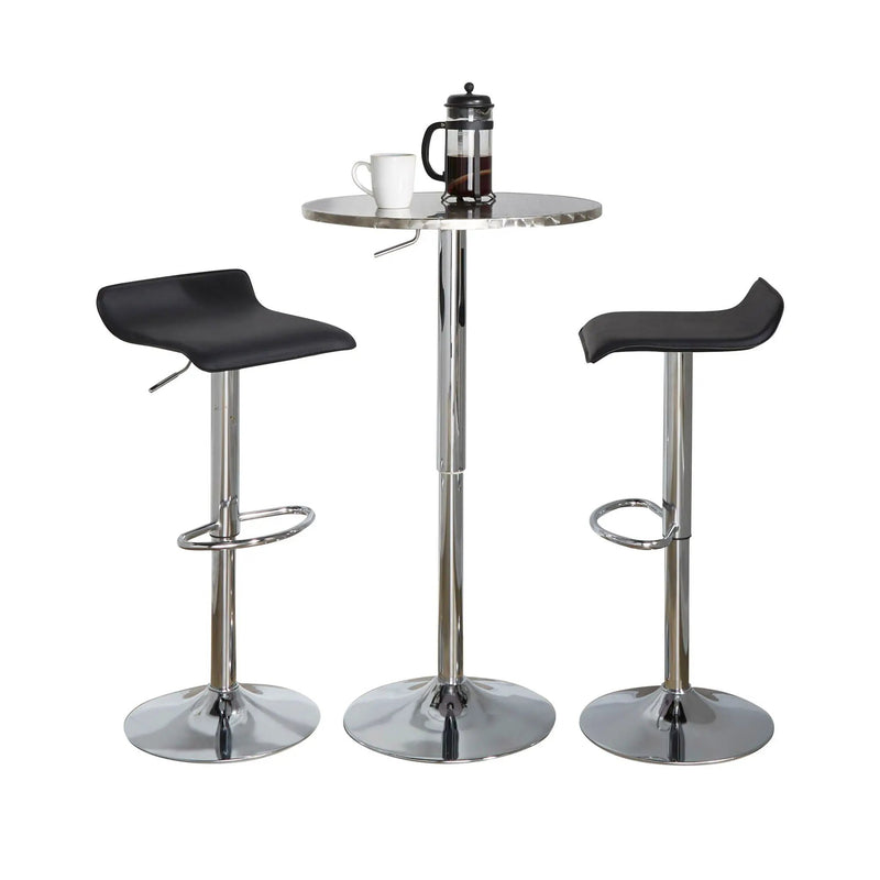 Ale - 3 Piece Bar Set Bistro Round Contemporary Adjustable Oval Footrest by HouseOfZazla