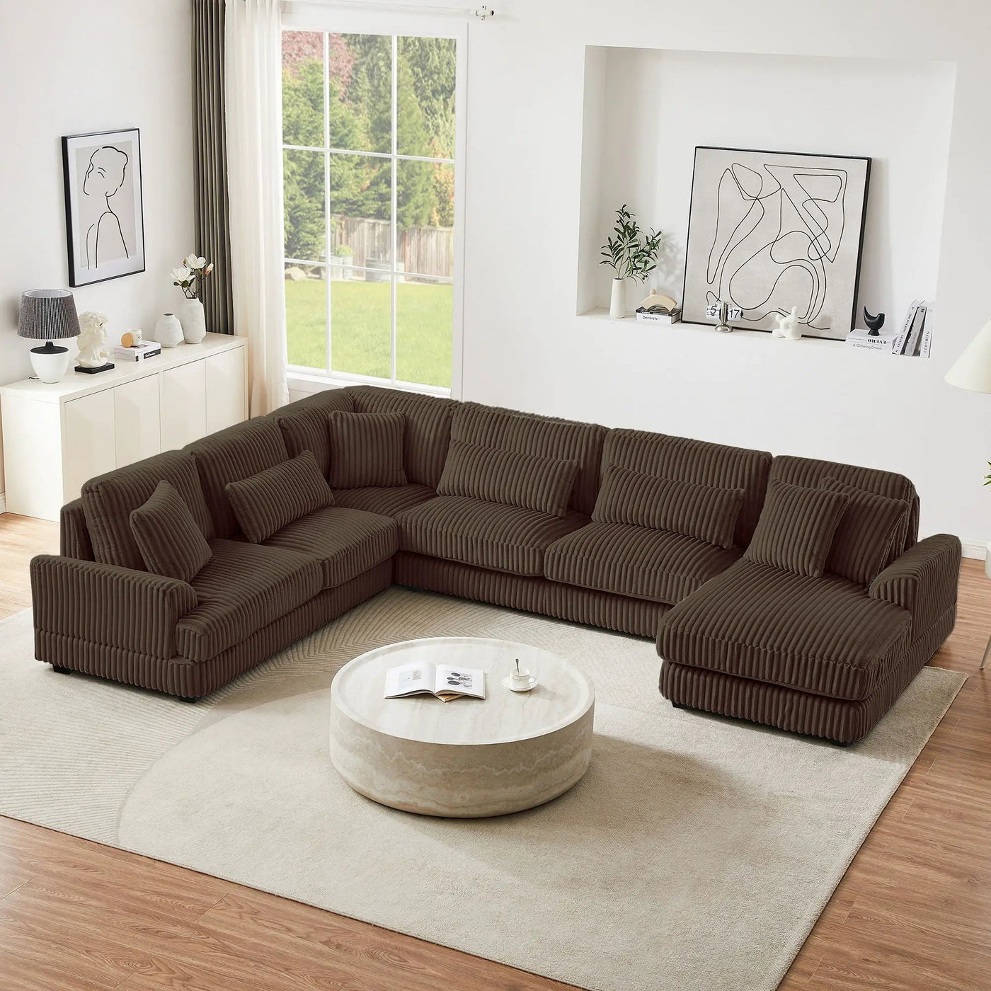 Oversized Sectional Sofa U - Shaped Sofa Couch Modern Sofa Upholstered In Soft With A Chaise Lounge For Living Room by Unique Piece Furniture