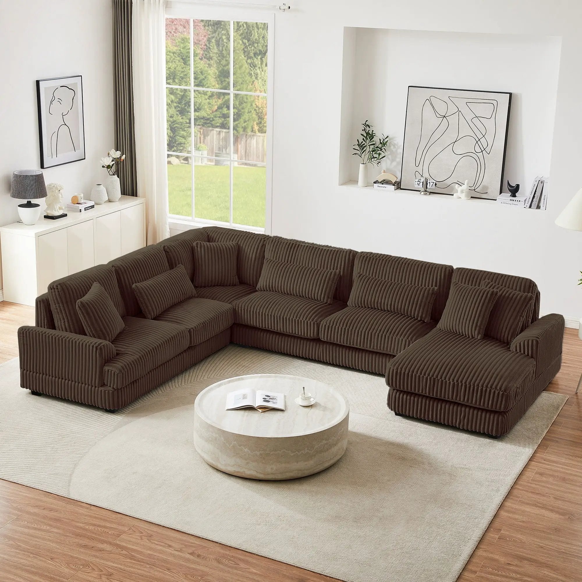 Oversized Sectional Sofa U - Shaped Sofa Couch Modern Sofa Upholstered In Soft With A Chaise Lounge For Living Room by Unique Piece Furniture