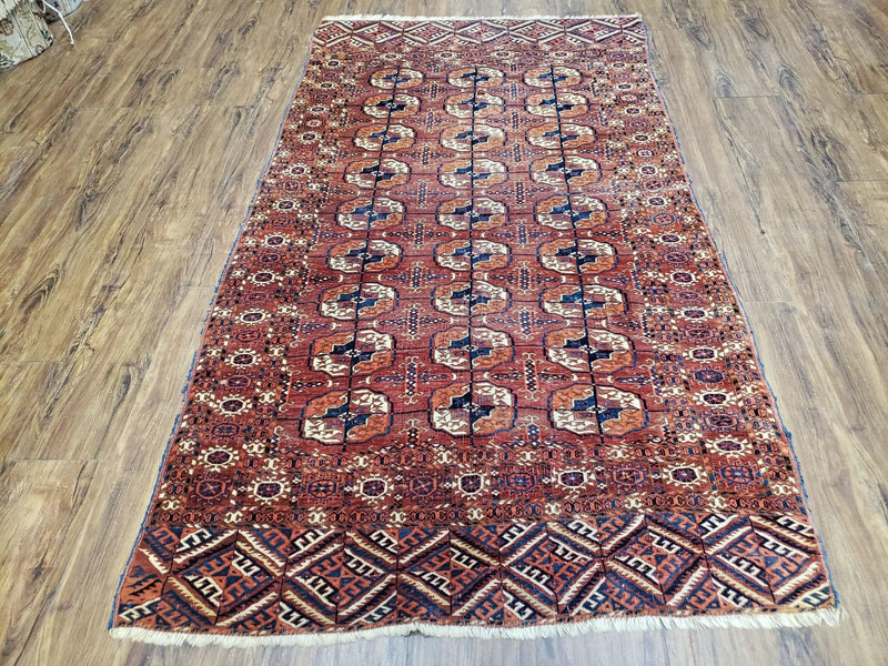 4x7 Antique Yamud Rug Russian Rug Turkoman Rug Fine Weave Rug by Jewel Rugs