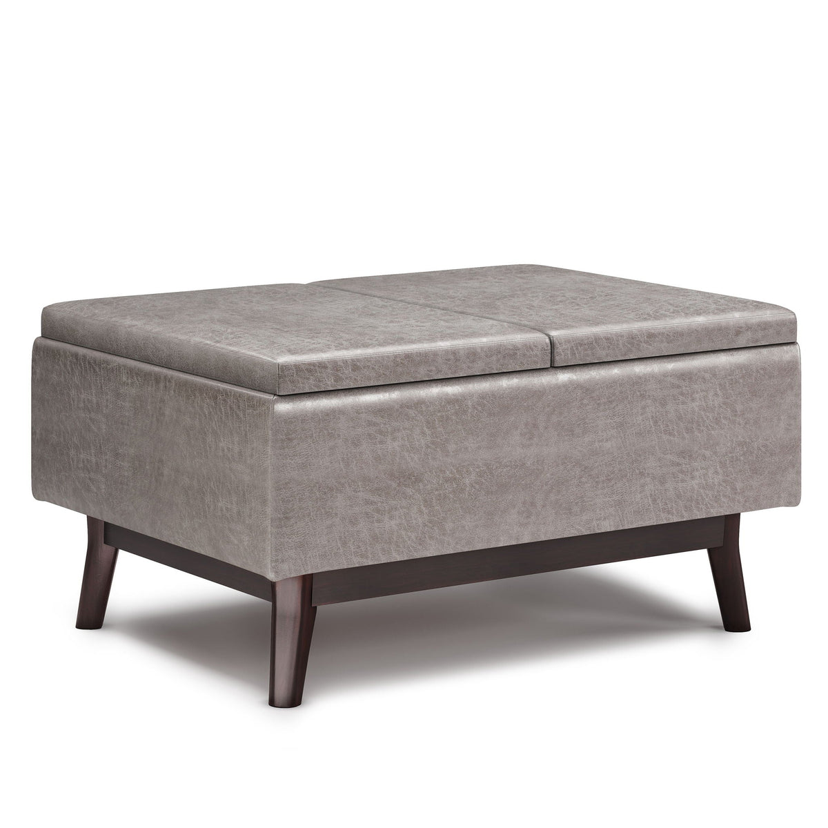 Tray Top Upholstered Storage Ottoman Coffee Table with Solid Wood Base - Multiple Colors, photo 2 of 24