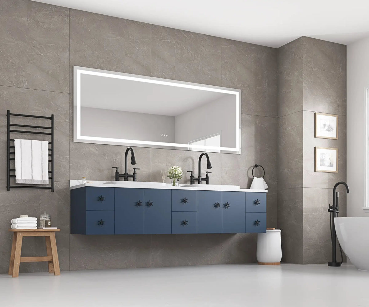 96" x 36" LED Bathroom Mirror with Front and Backlight by HouseOfZazla
