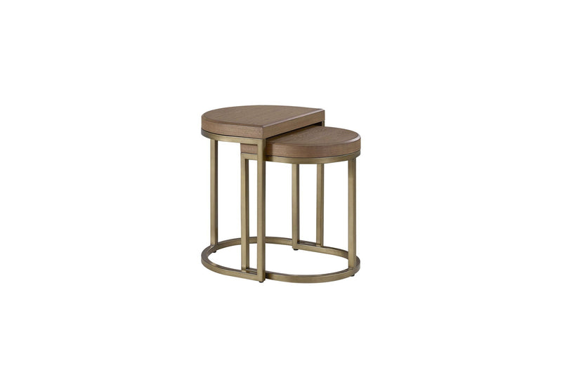 Light Brown Nesting Tables with Modern Metal Base - Latte, photo 3 of 5