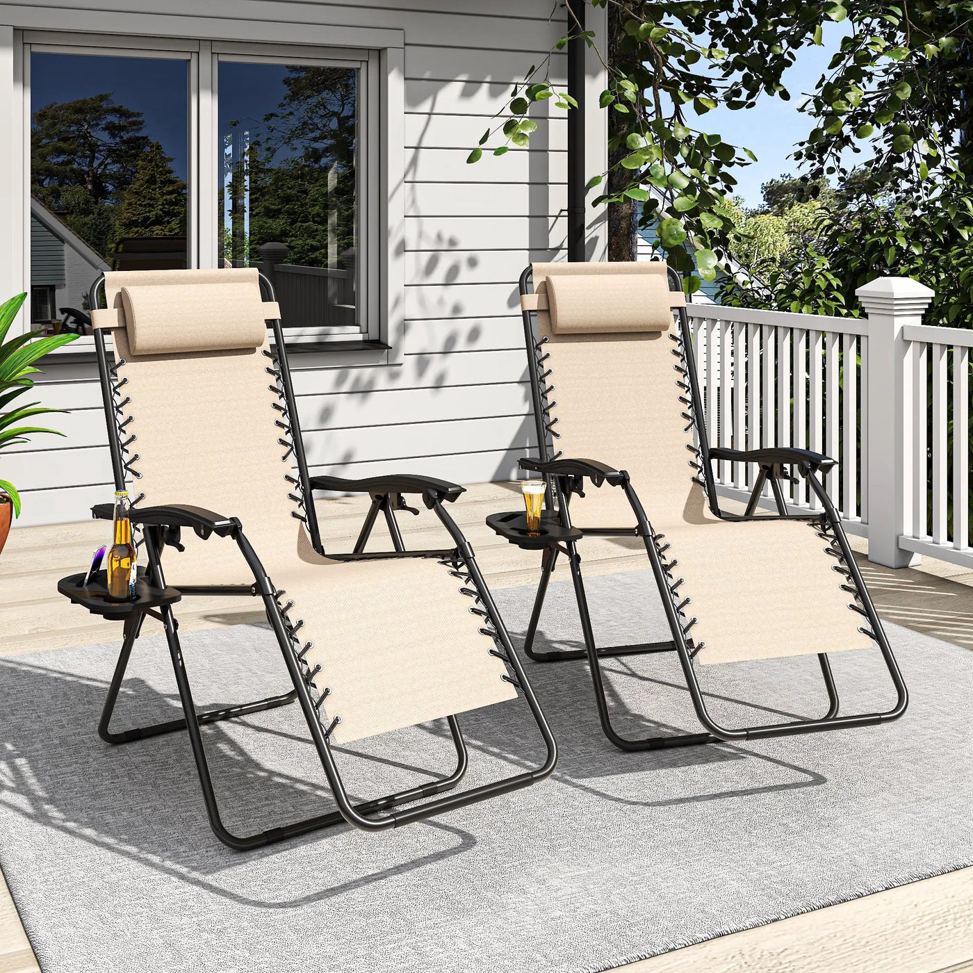 Zero Gravity Folding Lounge Chair with Headrest & Removable Tray by HouseOfZazla
