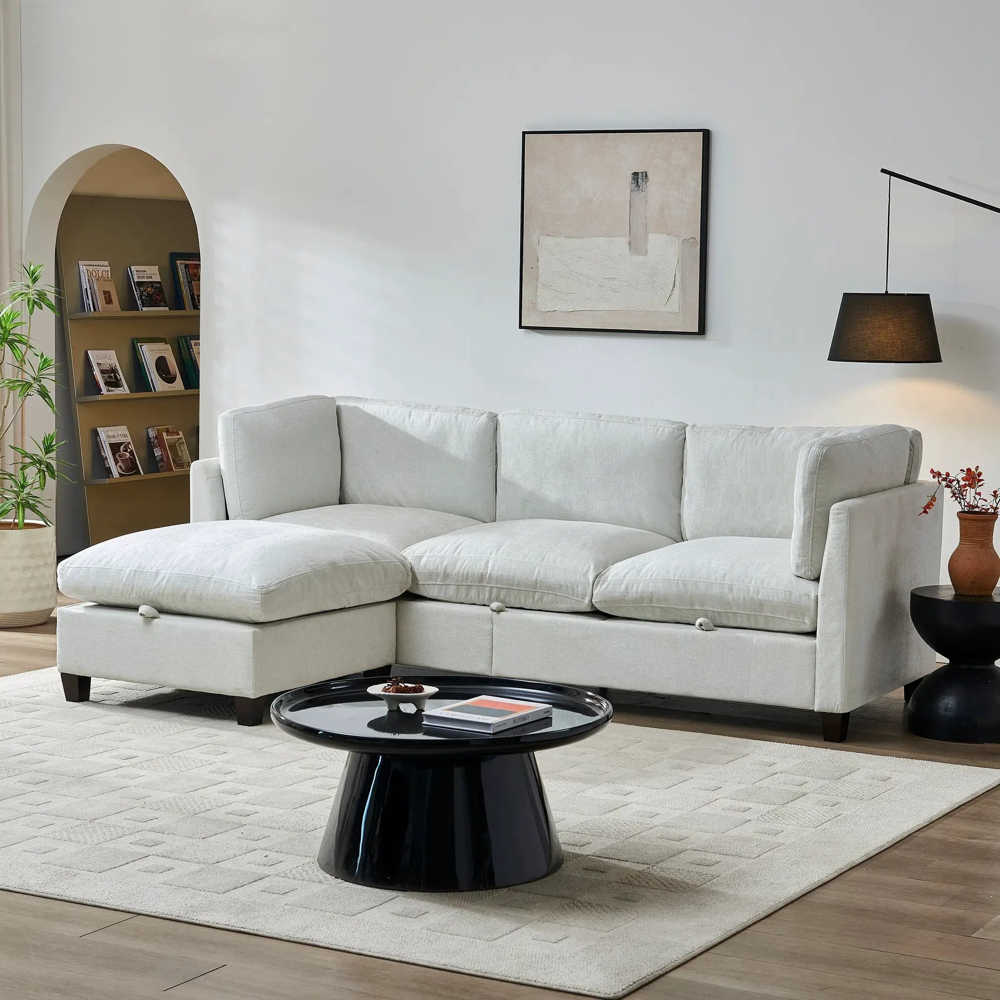 96.5" Sectional Couch for Living Room, Upholstered Soft Chenille Fabric Sofa by HouseOfZazla