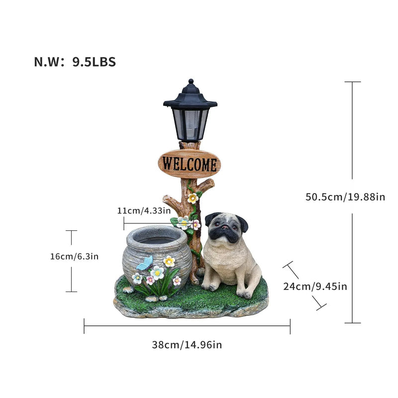 Sitting Pug Dog Planter Statue by HouseOfZazla