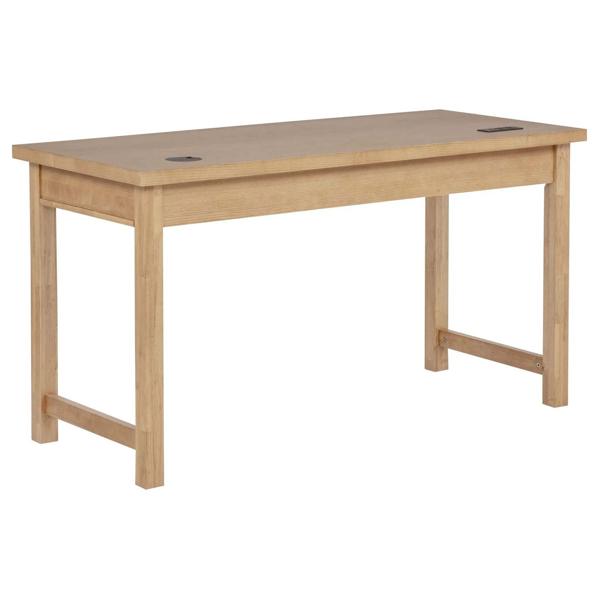 Vermes 55-inch 3-drawer Writing Desk with Power Outlet Light Ash by Unique Piece Furniture