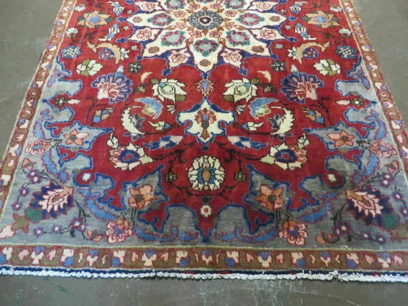 4' X 6' Antique Handmade India Floral Oriental Wool Rug Vegetable Dyes #120 by Jewel Rugs