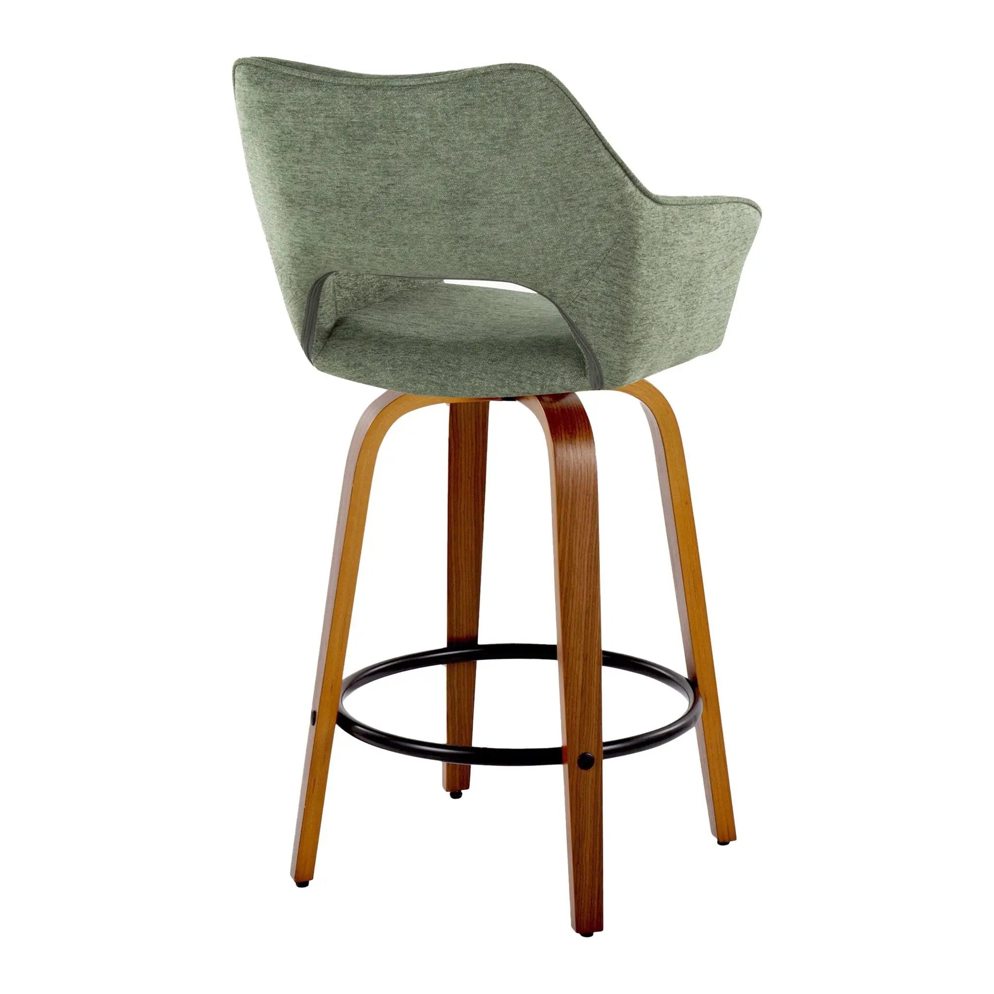 Mustang - Contemporary Fixed Height Counter Stool With Swivel With Round Footrest (Set of 2) by HouseOfZazla