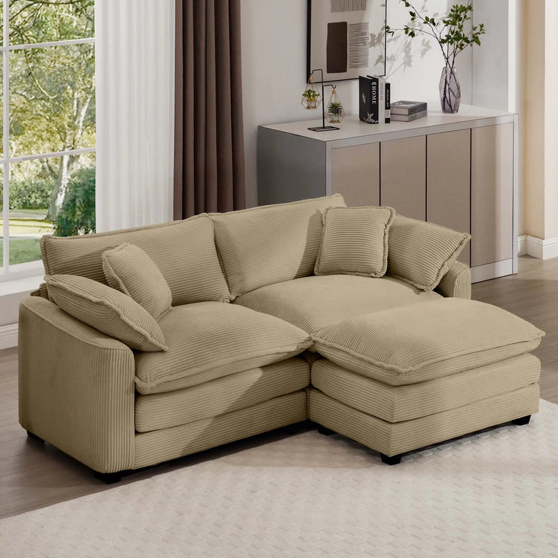 Modern Oversized Modular Cushion Sofa With Ottoman, Low Back, Deep Seating Sofa Set by Unique Piece Furniture
