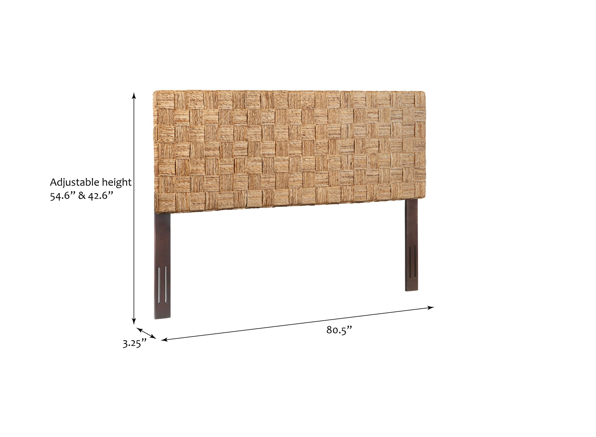 King Size Woven Rattan Adjustable-Height Headboard with Solid Mahogany Frame by HouseOfZazla