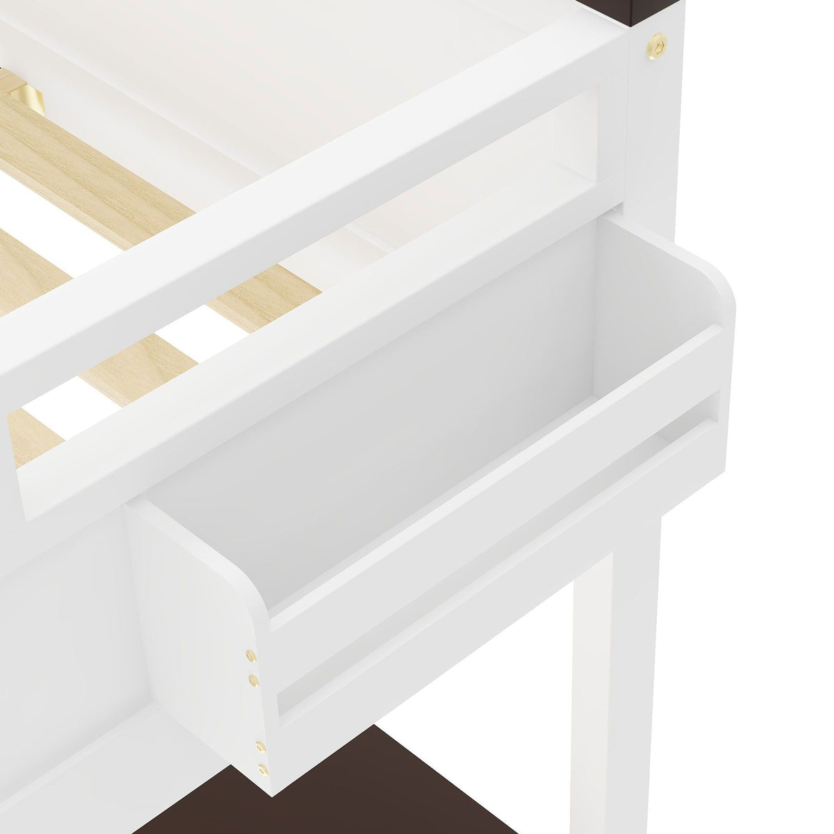 Queen Size Loft Bed with Desk, Storage, and USB Charging Station - White, photo 10 of 13
