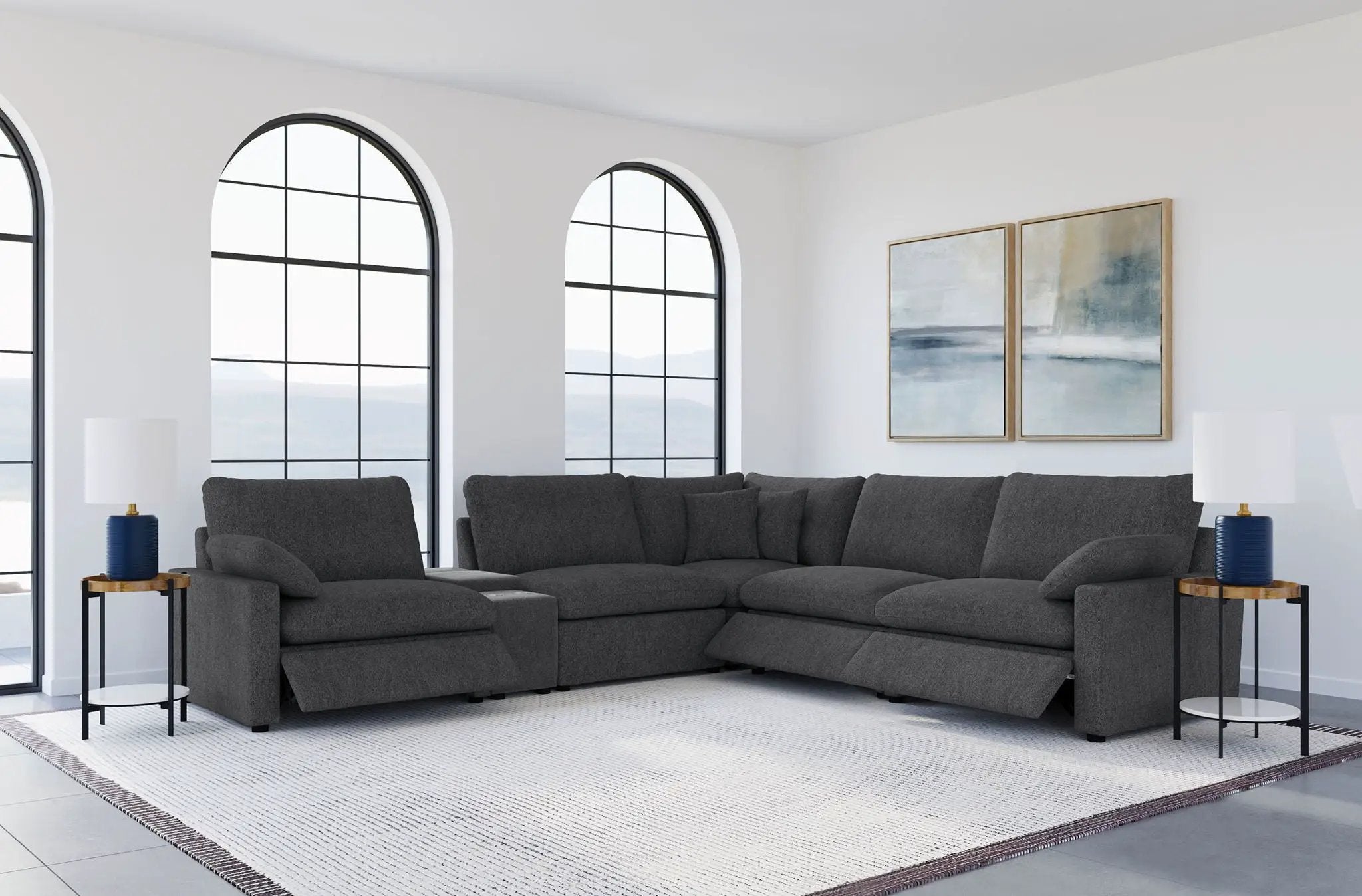 Collins 6-piece Modular Power Reclining Sectional Dark Grey by Unique Piece Furniture
