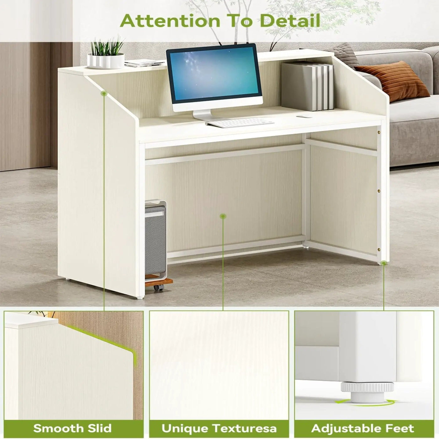 Modern Reception Desk, Front Desk Table With Cable Grommet & Privacy Panels by HouseOfZazla
