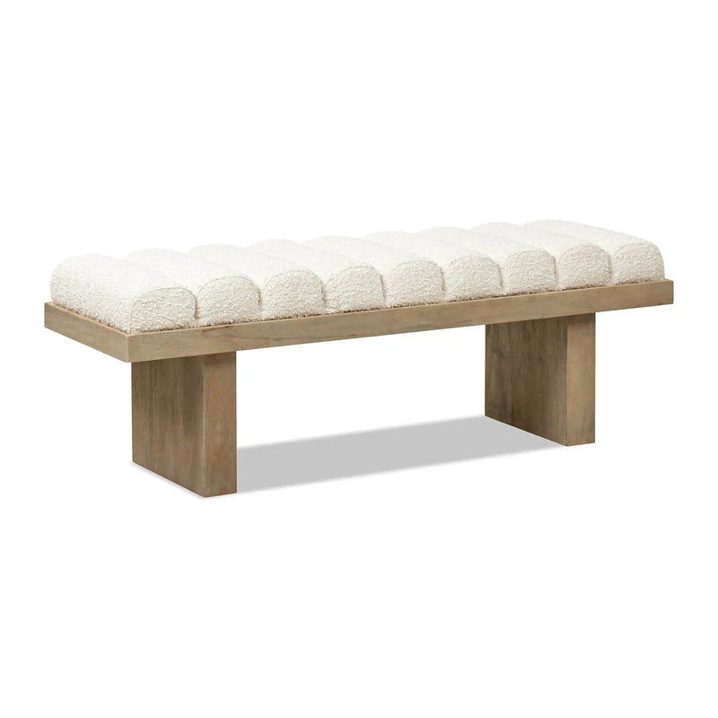 Bella - Upholstered Modern Accent Bench - Ivory White by HouseOfZazla