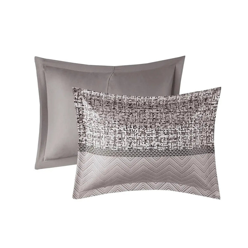 7 Piece Jacquard Comforter Set Grey/Taupe Queen by HouseOfZazla