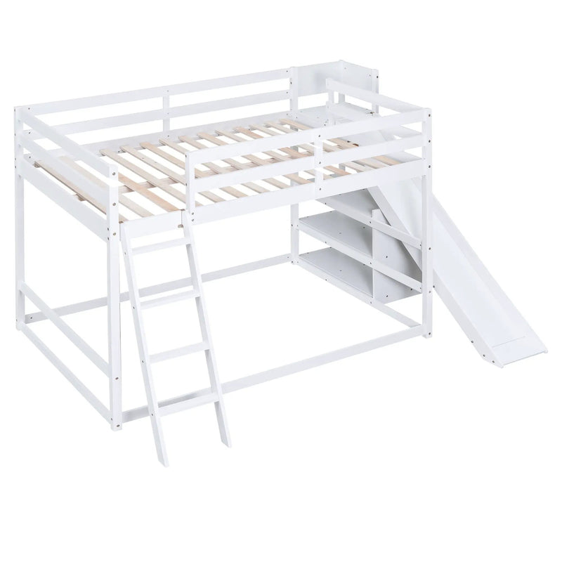 Bunk Bed With Ladder, Slide, And Shelves Pine Wood by Unique Piece Furniture
