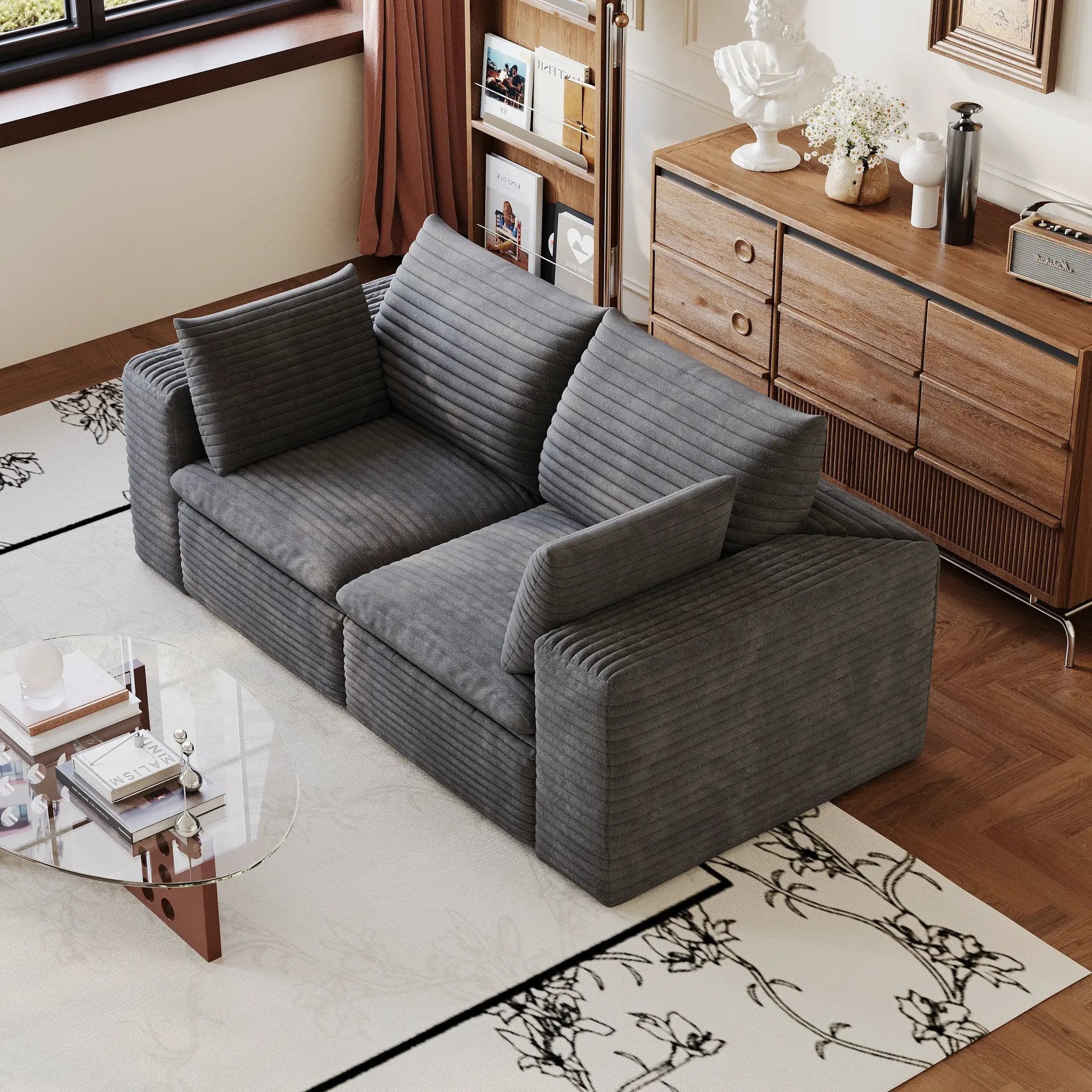 71" Cloud Sofa in Corduroy Fabric by HouseOfZazla