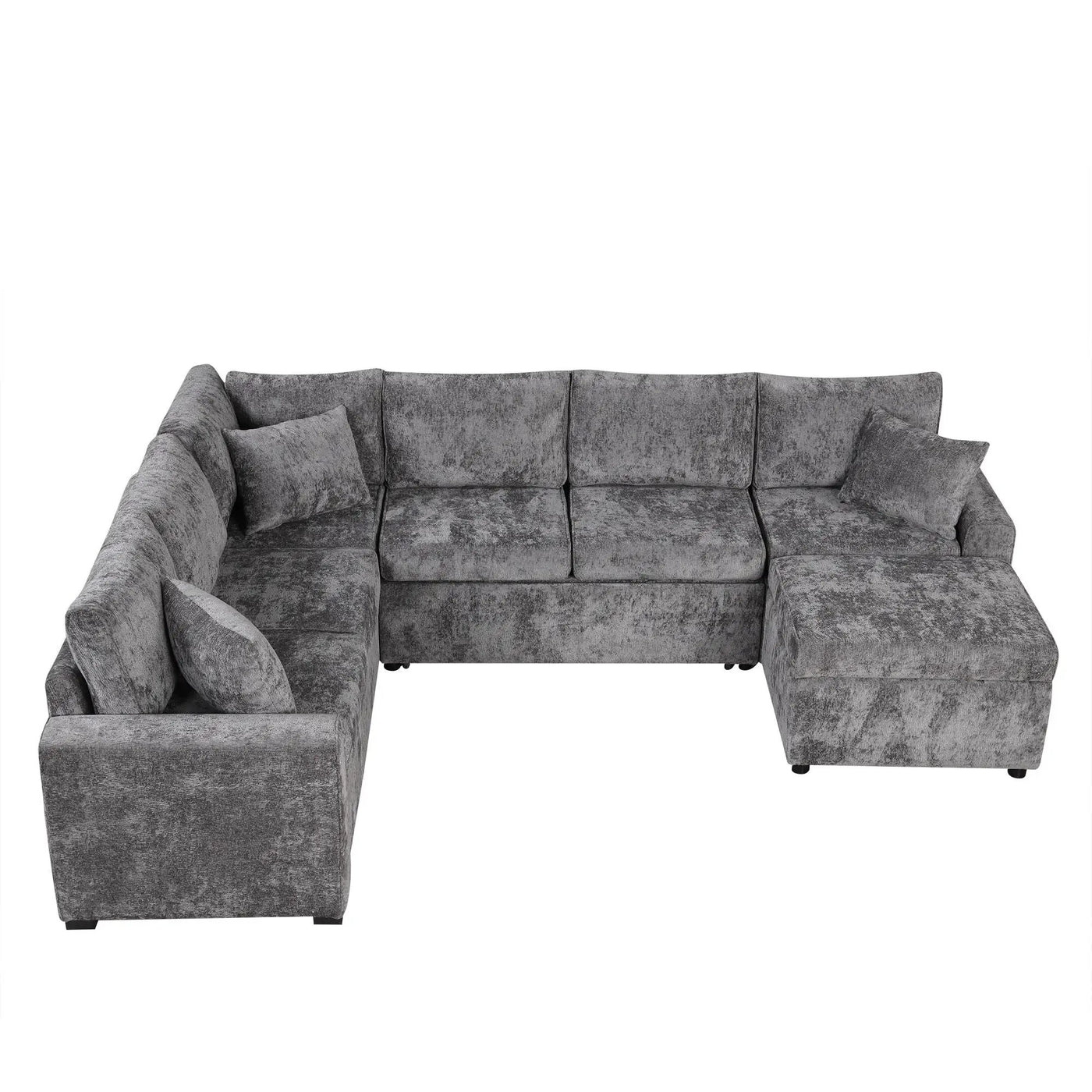 Sectional Sofa Pull-Out Sofa Bed Sleeper With A Storage Ottoman, Three Pillows And Charging Devices For Living Room by HouseOfZazla