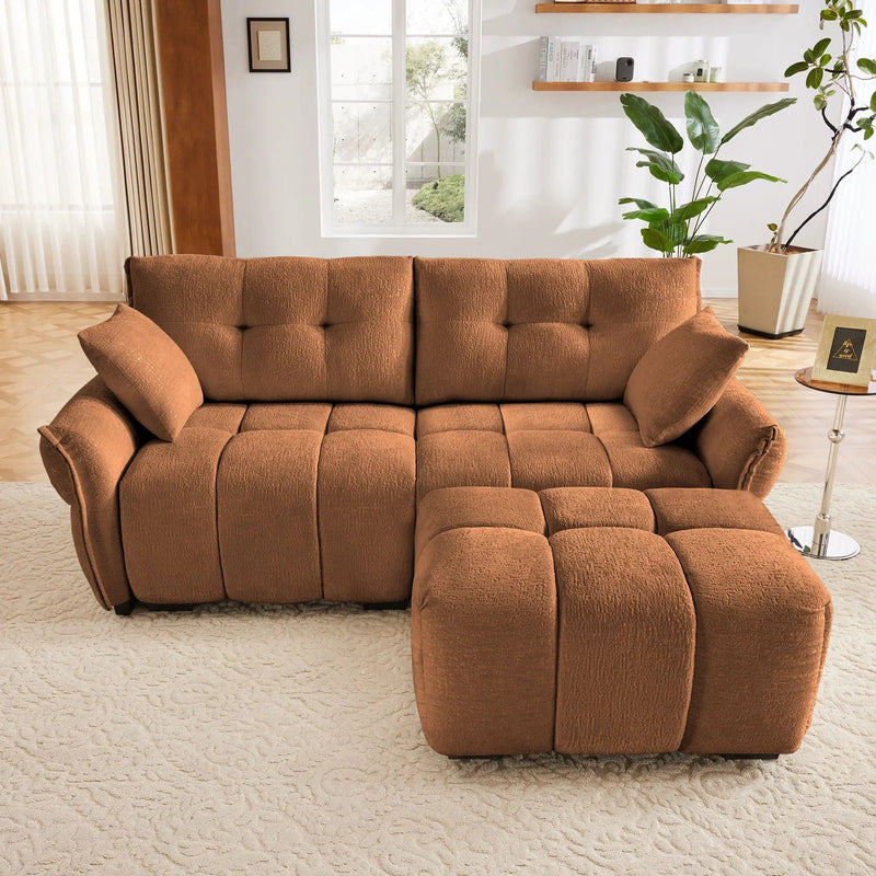 Sofa Set With Ottoman And Pillows, Textured, High Resilience Cushions by Unique Piece Furniture