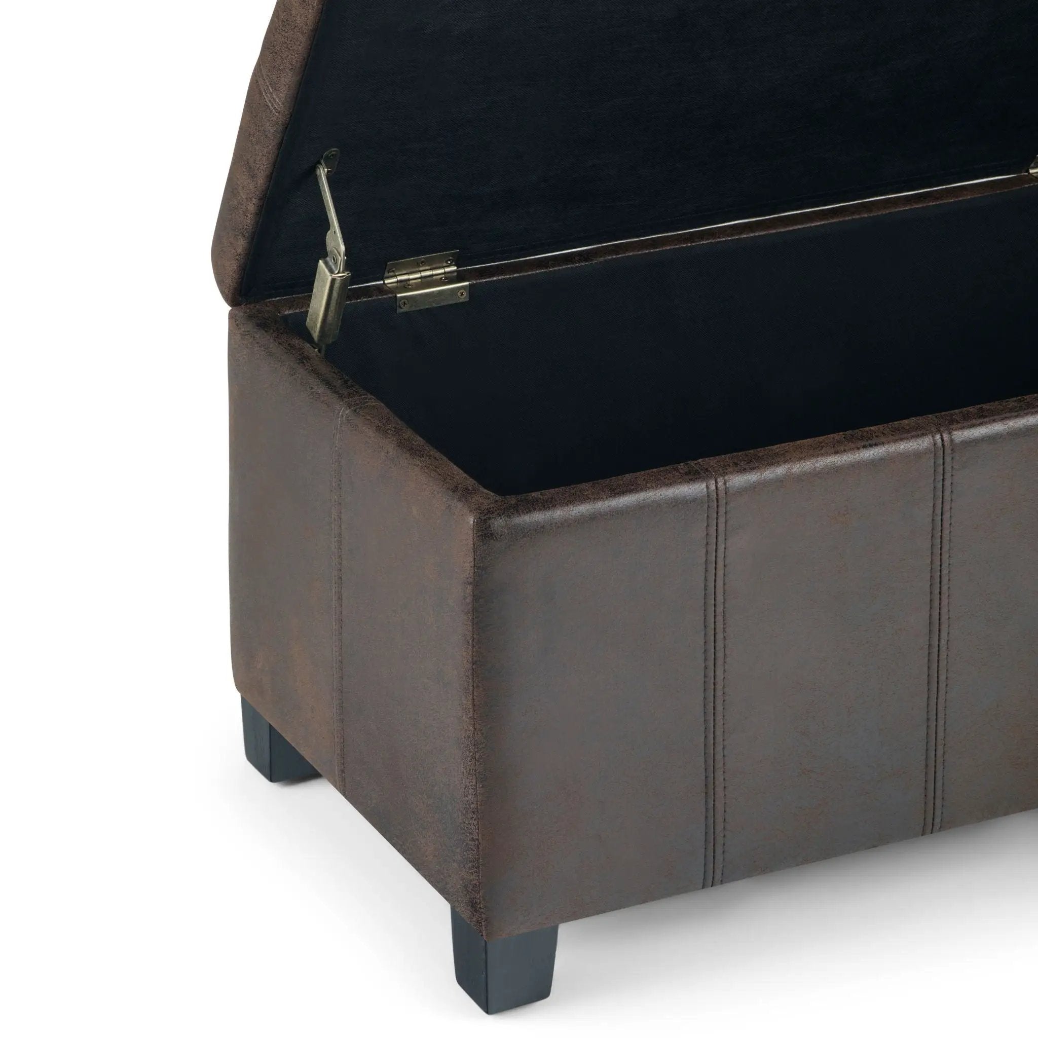 Dover - Storage Ottoman Bench - Distressed Brown by HouseOfZazla