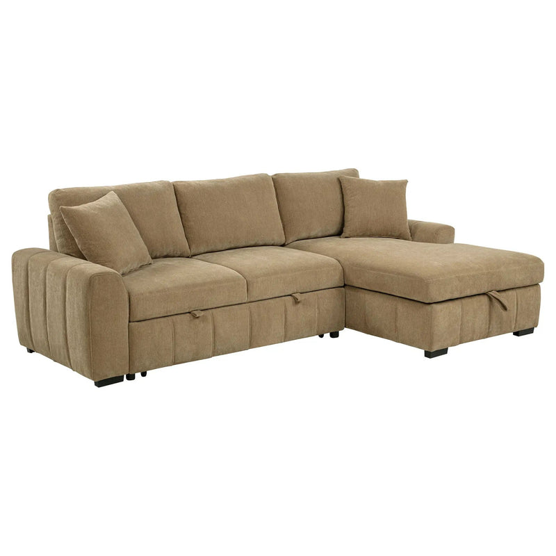 Pastrana Upholstered Sleeper Sectional Sofa RAF Chaise Camel by Unique Piece Furniture