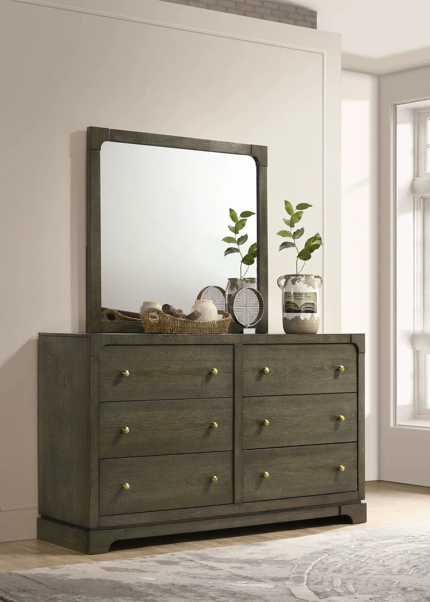 Gran Park 6-drawer Dresser and Mirror Dark Cocoa by Unique Piece Furniture