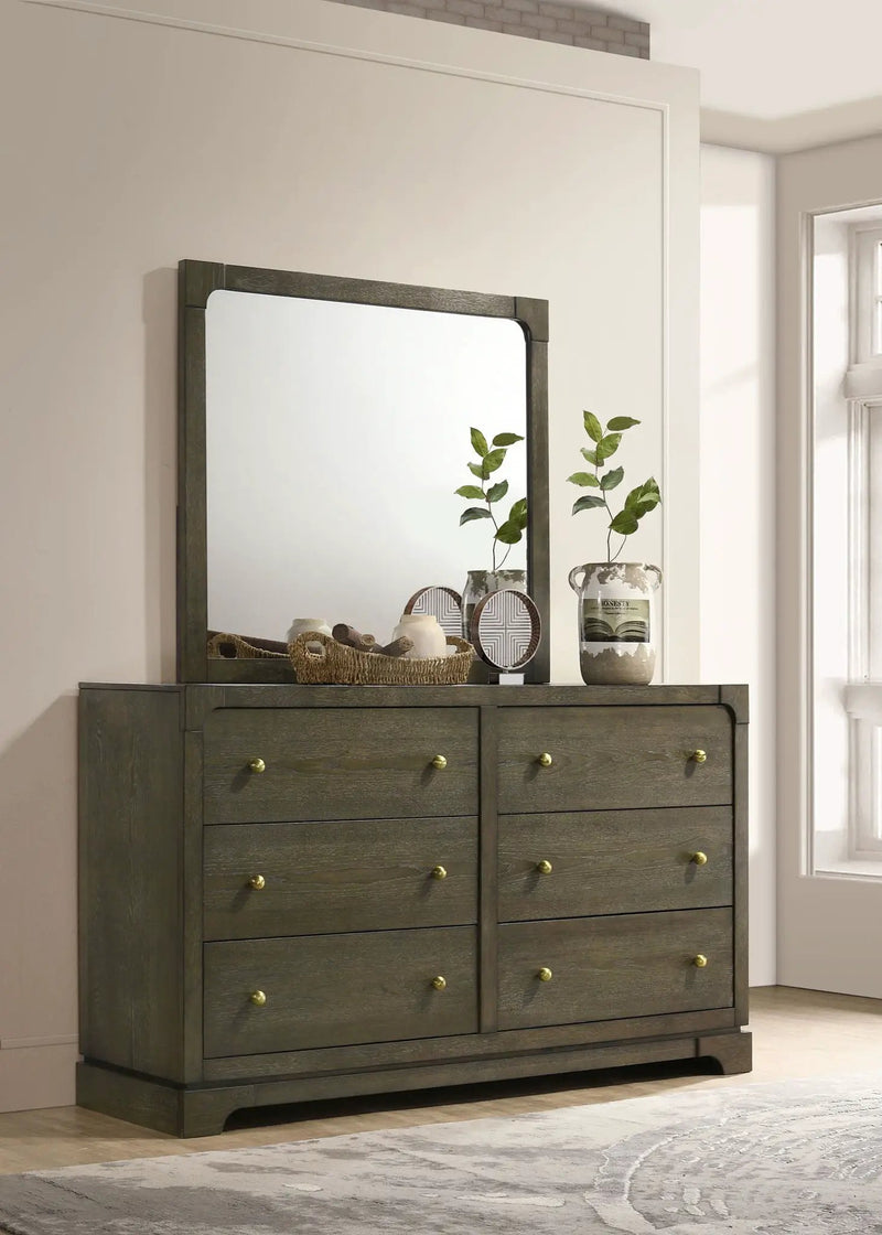 Gran Park 6-drawer Dresser and Mirror Dark Cocoa by Unique Piece Furniture