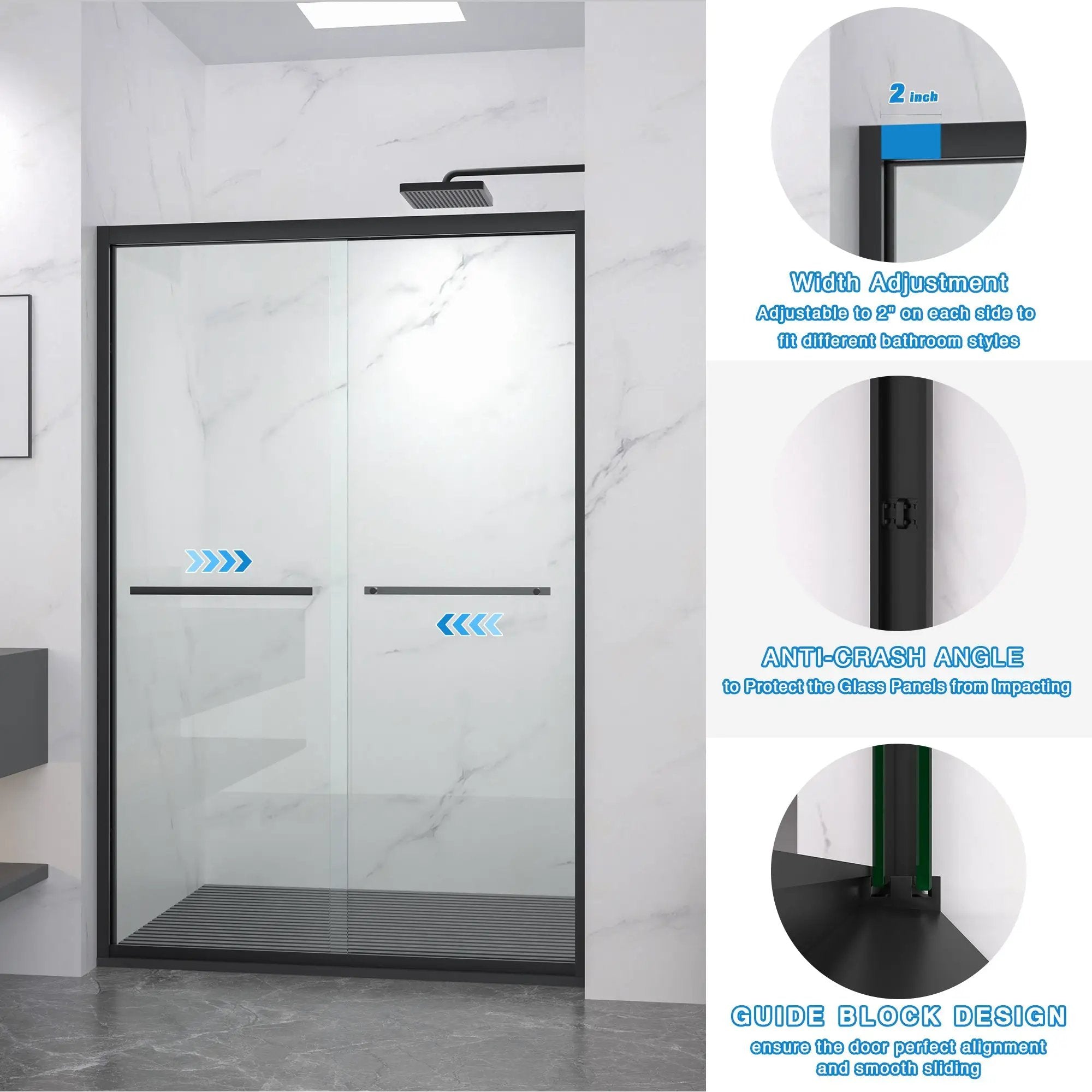 Aluminum Frame Double Sliding Shower Door by HouseOfZazla