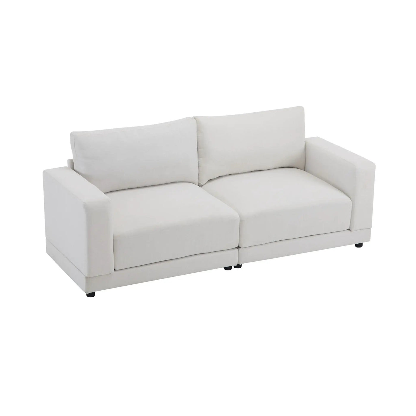 Modern Square Arm Sofa With Soft Fabric Upholstery, Deep Cushions by HouseOfZazla