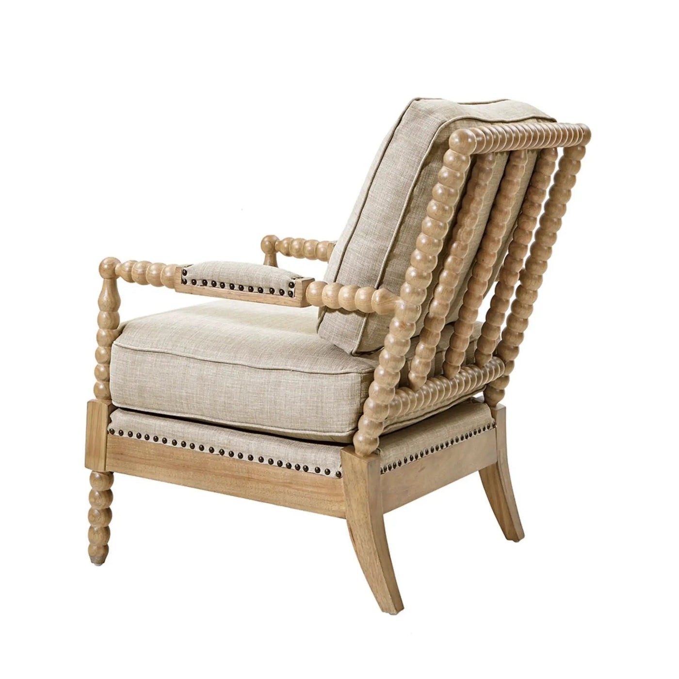 Arm Chair With Open Back Spindle Design, Padded Armrests by HouseOfZazla