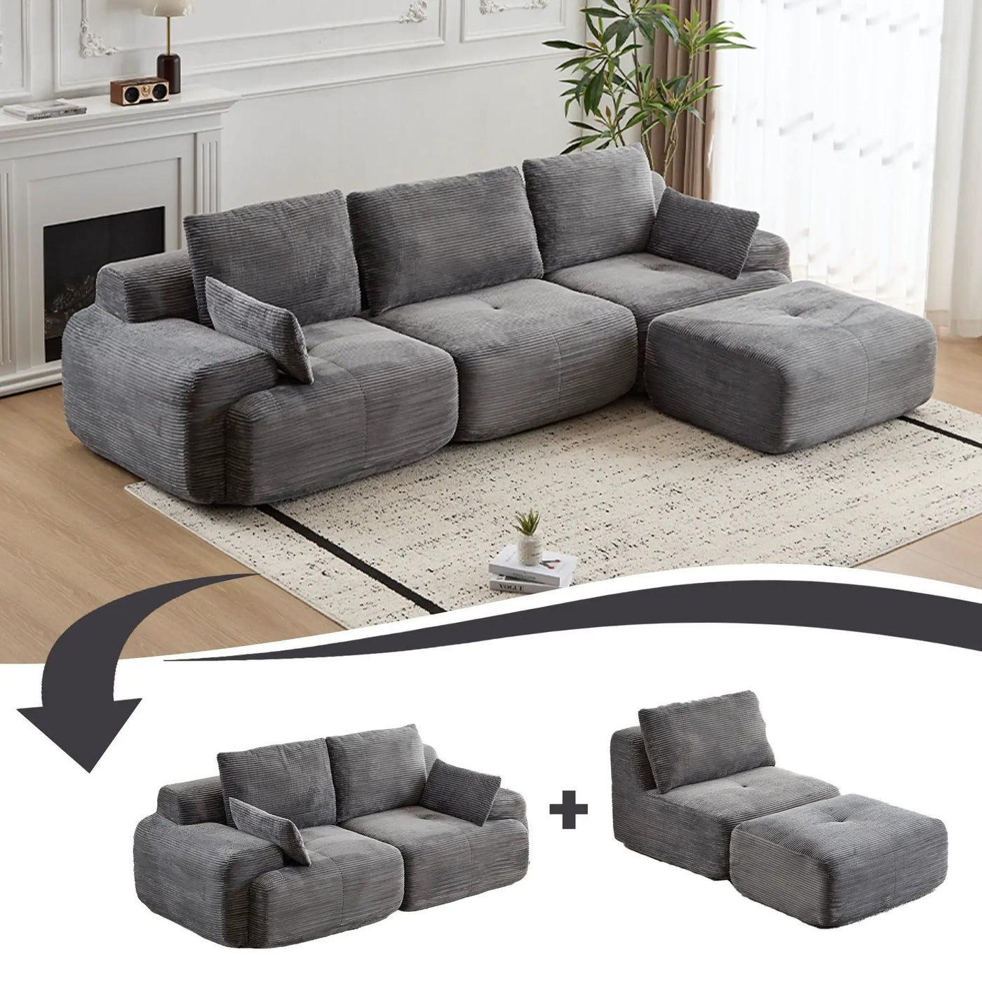 Compressed Sofa Large Sectional Couches for Living Room by HouseOfZazla