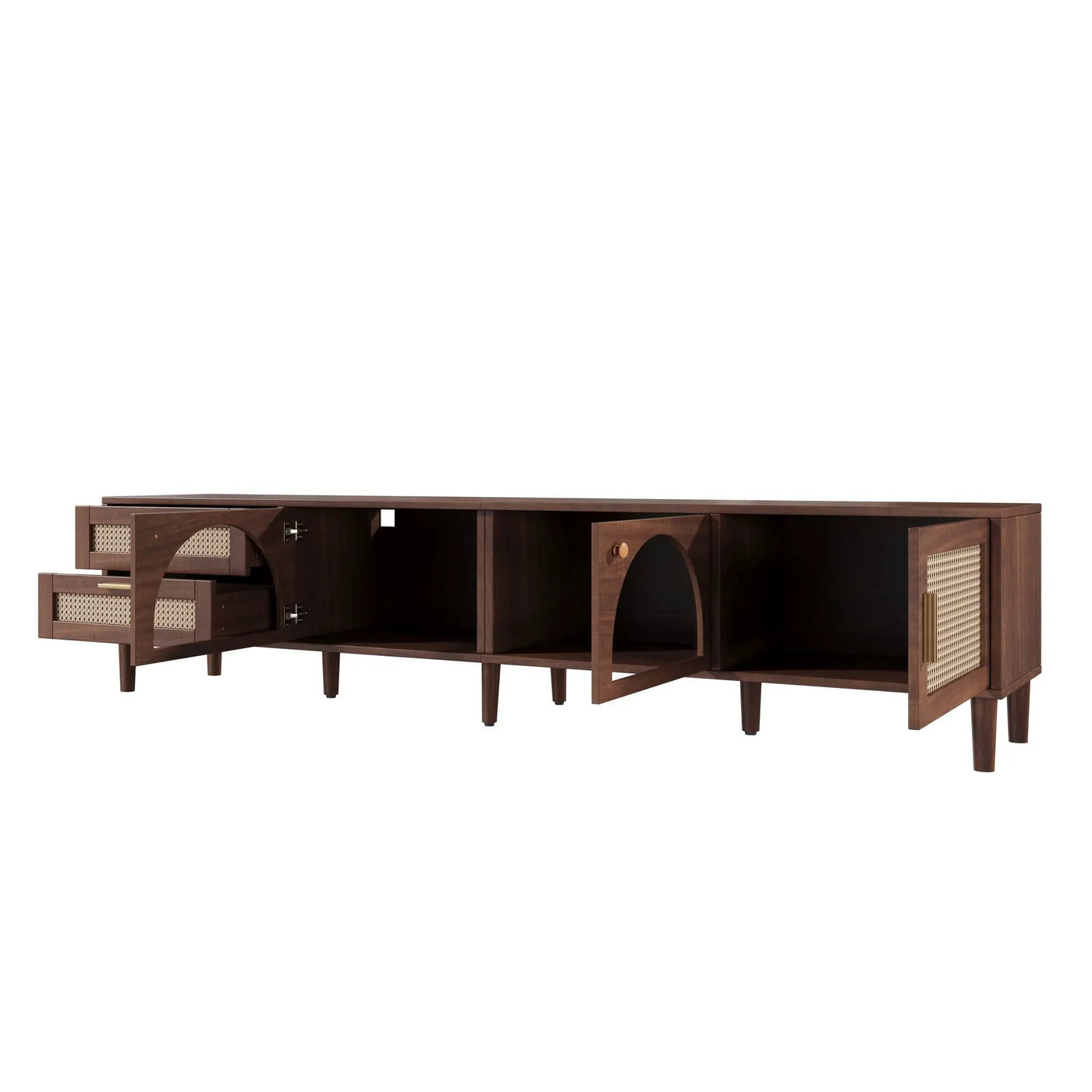 TV Stand With App-Controlled LED Lights, 2 Drawers & Door Storage by HouseOfZazla