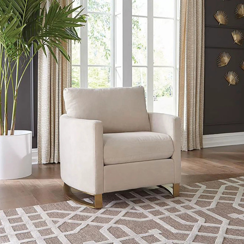 Corliss Upholstered Curved Track Arm Chair Beige by Unique Piece Furniture