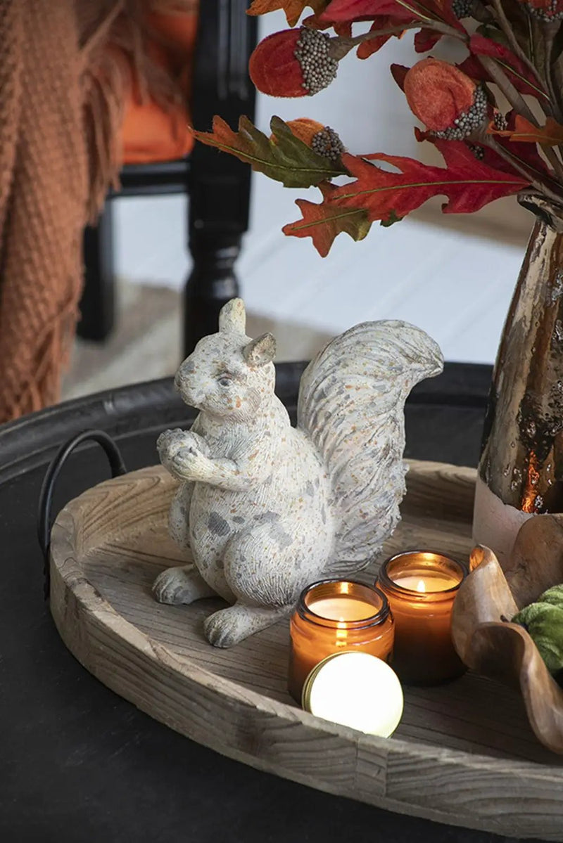 Resin Standing & Lying Down Squirrel Rustic, For Harvest Festival Fall Festival & Thanksgiving Table Decorations (Set of 2) - Antique Cream by HouseOfZazla