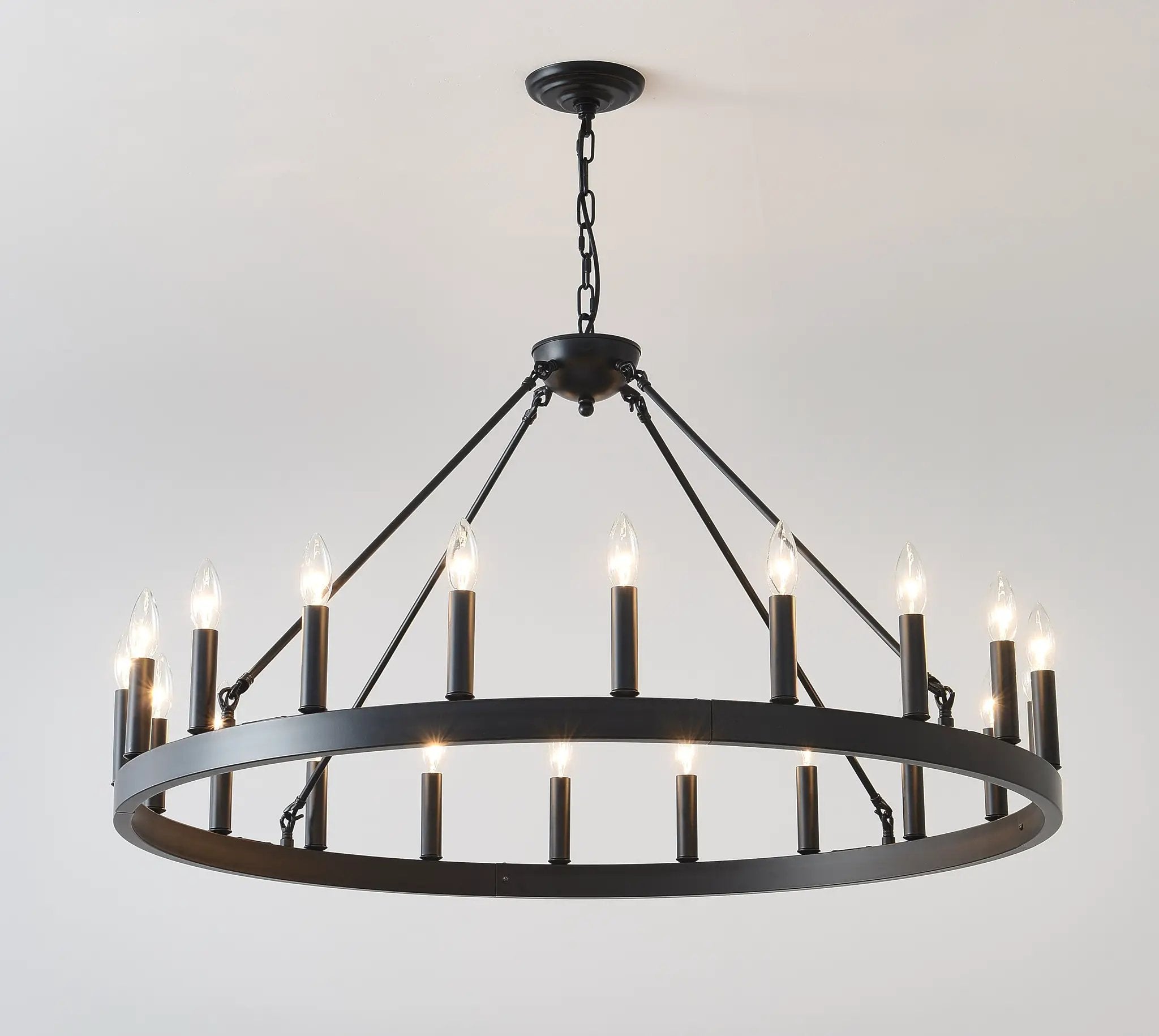 53.15 Inch Matte Black Wagon Wheel Chandelier with 18 Lights by HouseOfZazla