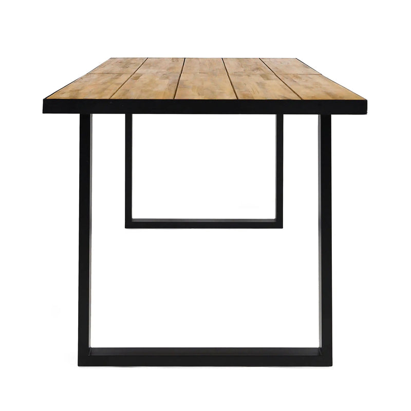 Outdoor Dining Table With U Shape Legs And Slat Top Table - Teak by HouseOfZazla