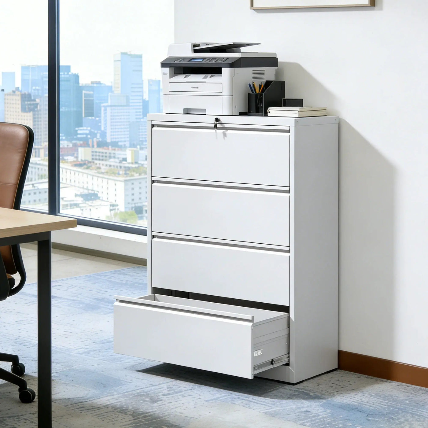 Lateral File Cabinet, Locking Heavy Duty, Anti-Tip Safety Interlock, Vertical Storage For Letter/Legal/A4 Files by HouseOfZazla